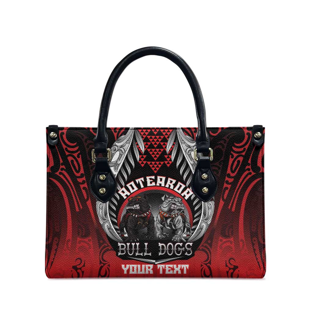 Aotearoa Bulldog Personalised Leather Bag Maori Kowhaiwhai Motif - Aussie Hoodie