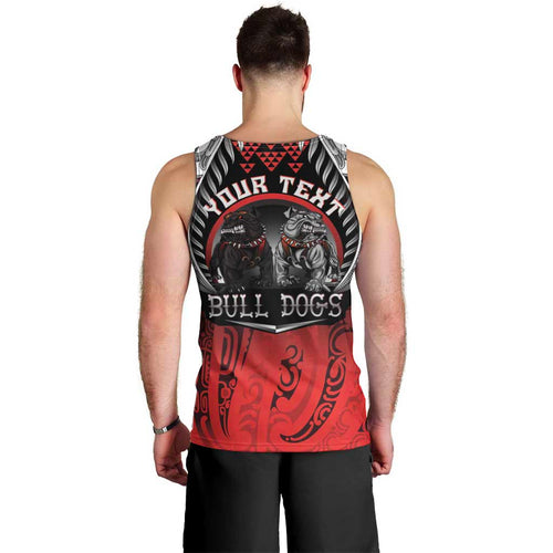 Aotearoa Bulldog Personalised Men Tank Top Maori Kowhaiwhai Motif