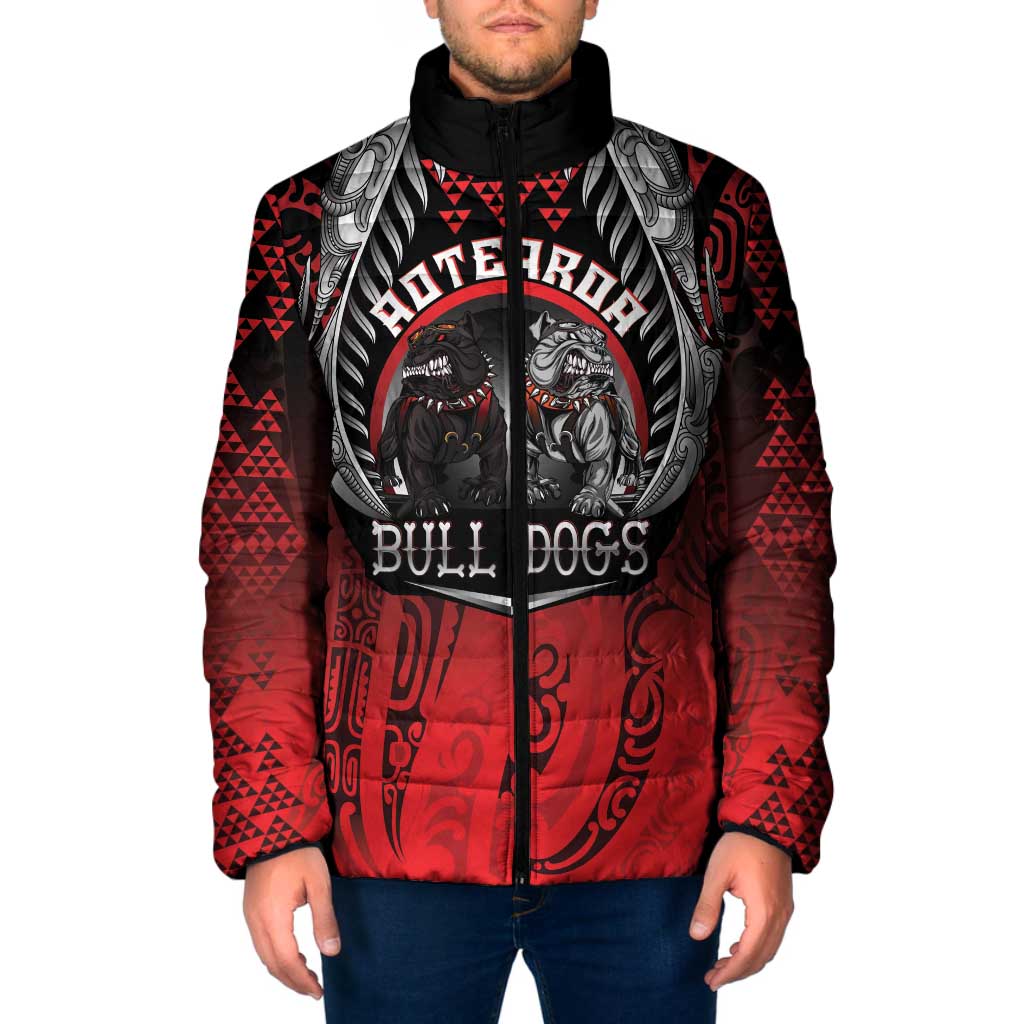 Aotearoa Bulldog Personalised Padded Jacket Maori Kowhaiwhai Motif - Aussie Hoodie