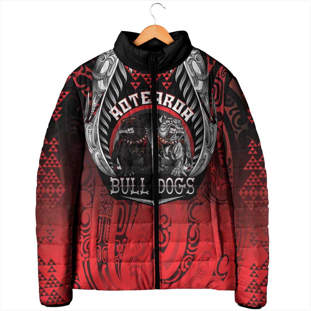 Aotearoa Bulldog Personalised Padded Jacket Maori Kowhaiwhai Motif - Aussie Hoodie