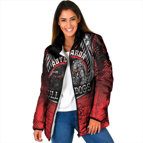 Aotearoa Bulldog Personalised Padded Jacket Maori Kowhaiwhai Motif - Aussie Hoodie