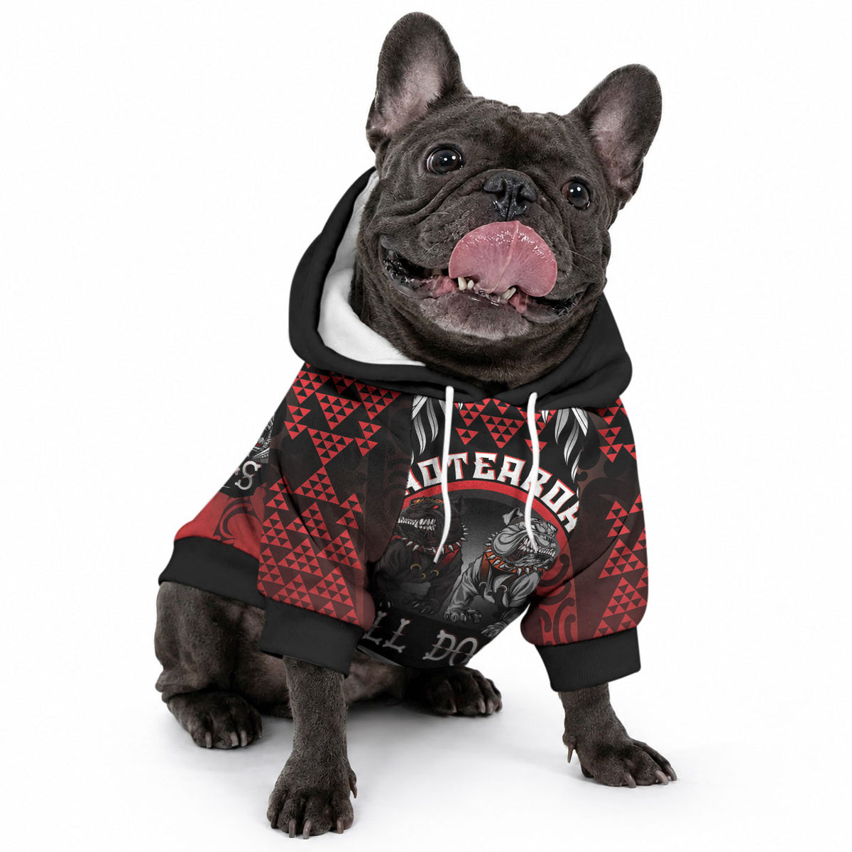 Aotearoa Bulldog Personalised Pet Hoodie Maori Kowhaiwhai Motif