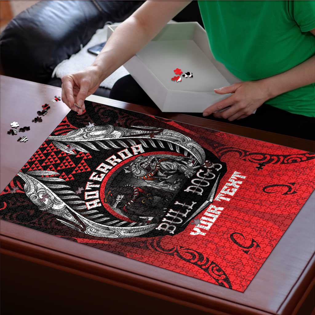Aotearoa Bulldog Personalised Puzzle Maori Kowhaiwhai Motif - Aussie Hoodie