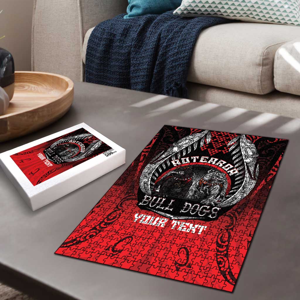 Aotearoa Bulldog Personalised Puzzle Maori Kowhaiwhai Motif - Aussie Hoodie