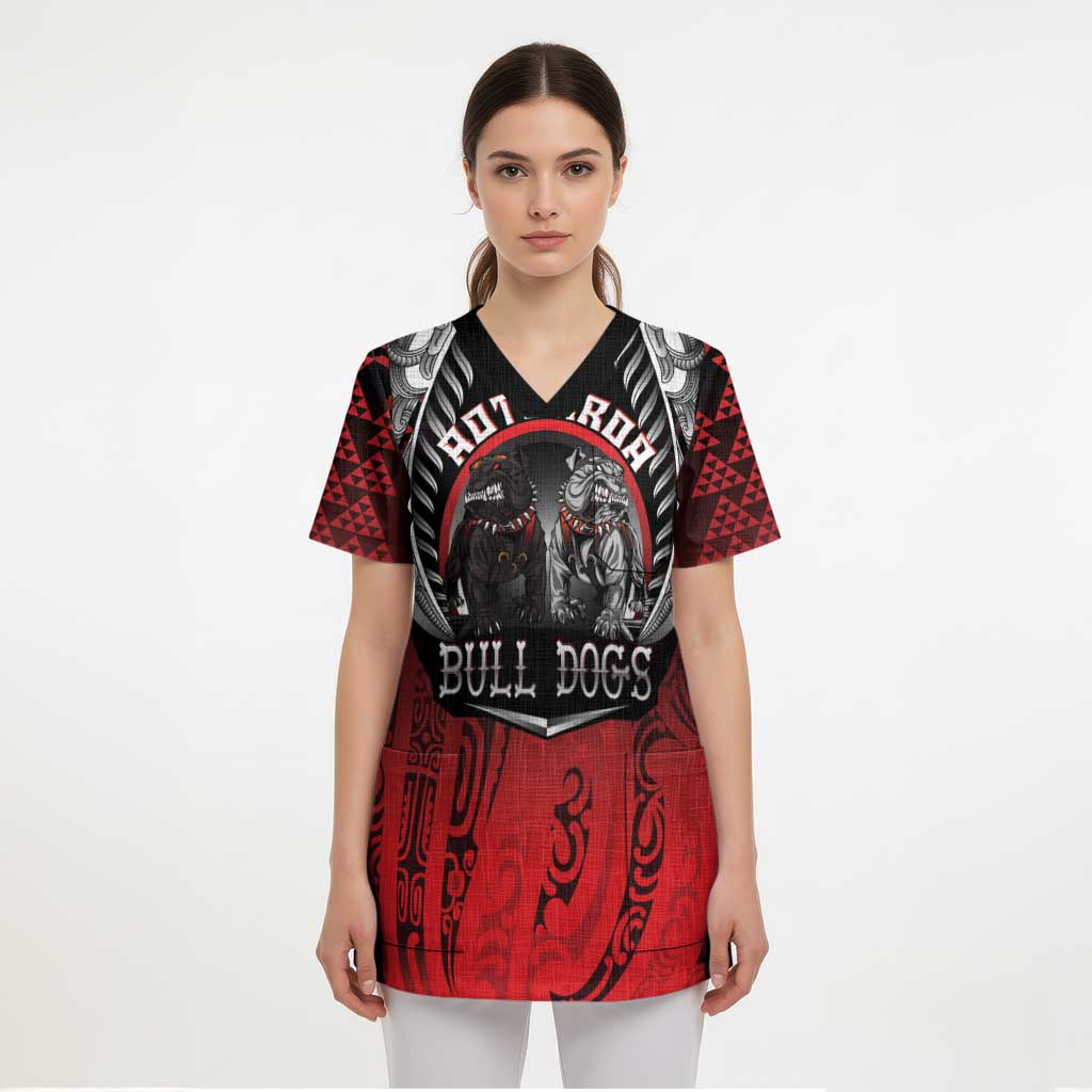 Aotearoa Bulldog Personalised Scrub Top Maori Kowhaiwhai Motif - Aussie Hoodie