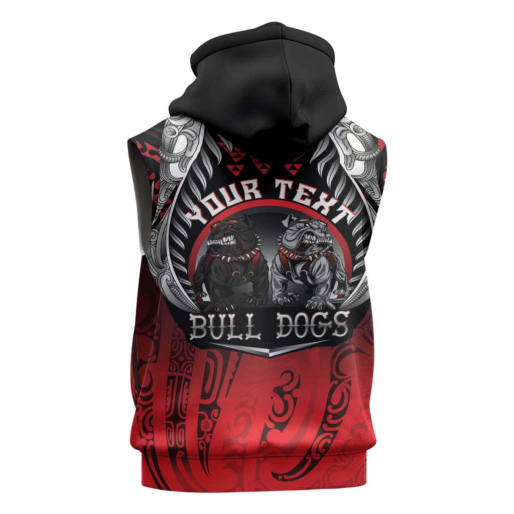 Aotearoa Bulldog Personalised Sleeveless Hoodie Maori Kowhaiwhai Motif - Aussie Hoodie