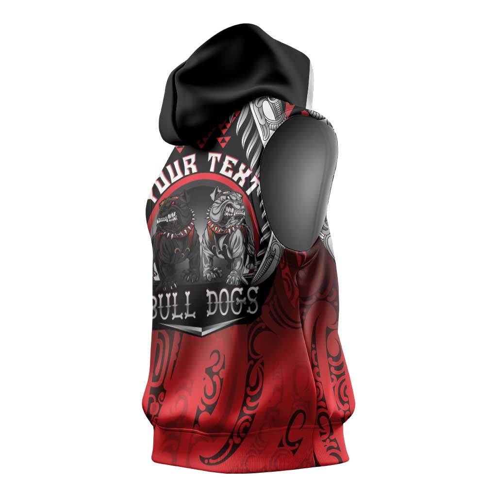 Aotearoa Bulldog Personalised Sleeveless Hoodie Maori Kowhaiwhai Motif - Aussie Hoodie