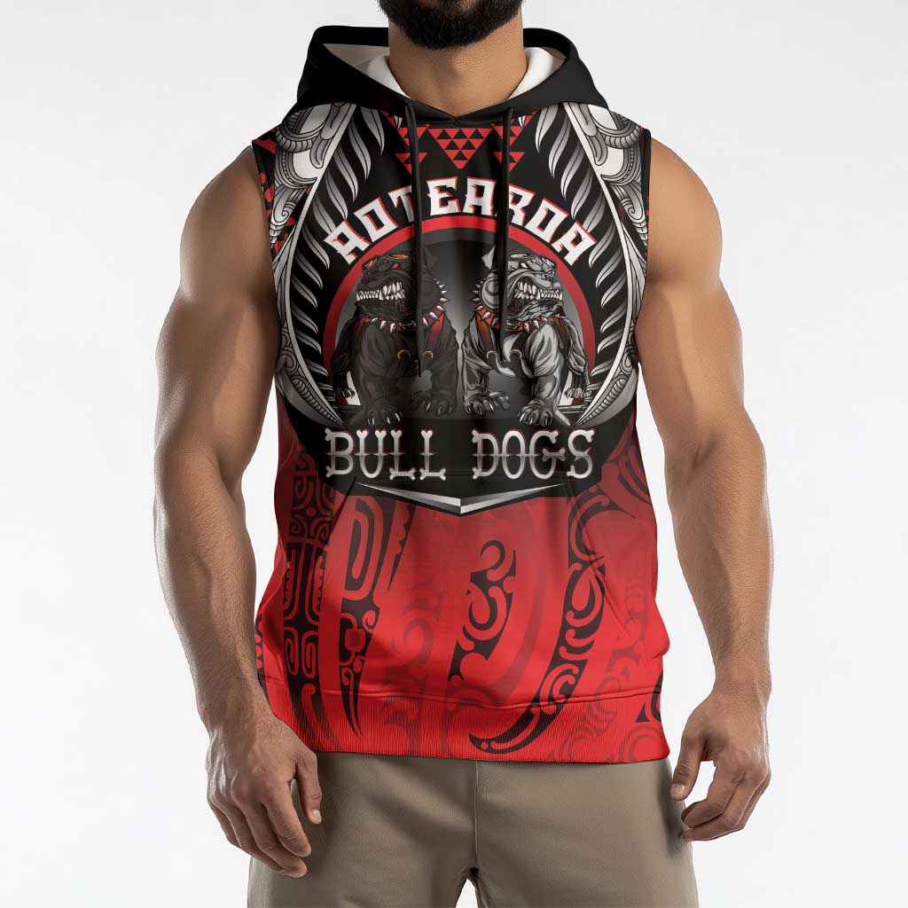 Aotearoa Bulldog Personalised Sleeveless Hoodie Maori Kowhaiwhai Motif - Aussie Hoodie