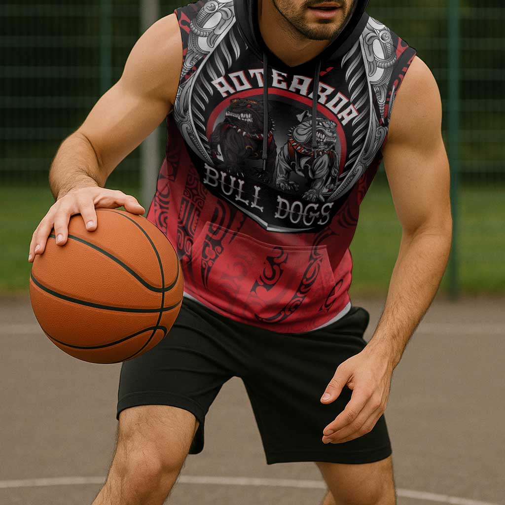 Aotearoa Bulldog Personalised Sleeveless Hoodie Maori Kowhaiwhai Motif - Aussie Hoodie