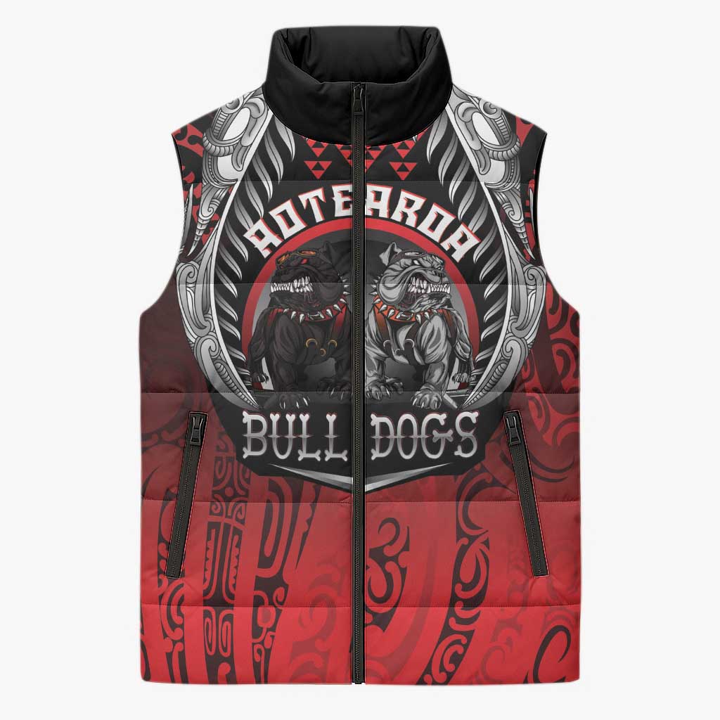 Aotearoa Bulldog Personalised Sleeveless Puffer Jacket Maori Kowhaiwhai Motif - Aussie Hoodie