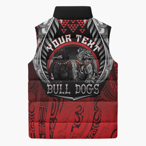 Aotearoa Bulldog Personalised Sleeveless Puffer Jacket Maori Kowhaiwhai Motif - Aussie Hoodie