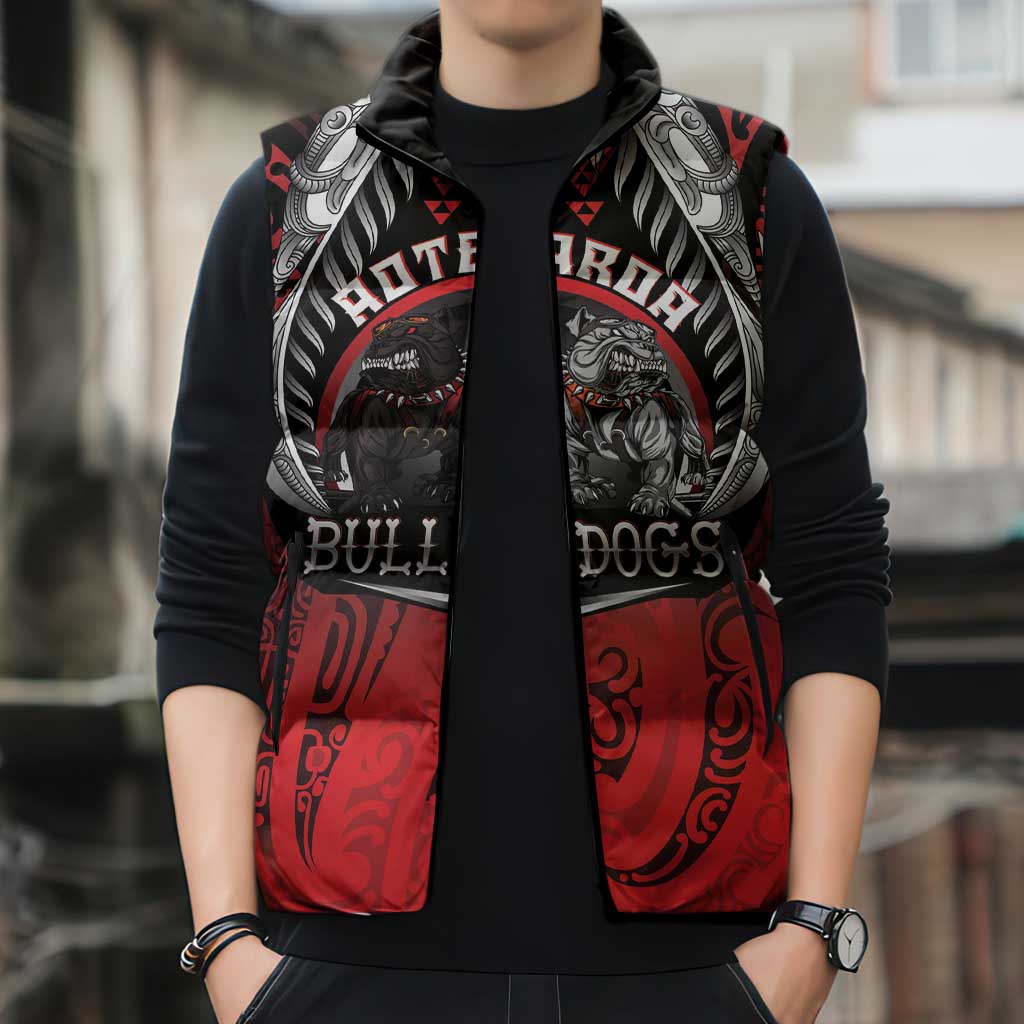 Aotearoa Bulldog Personalised Sleeveless Puffer Jacket Maori Kowhaiwhai Motif - Aussie Hoodie