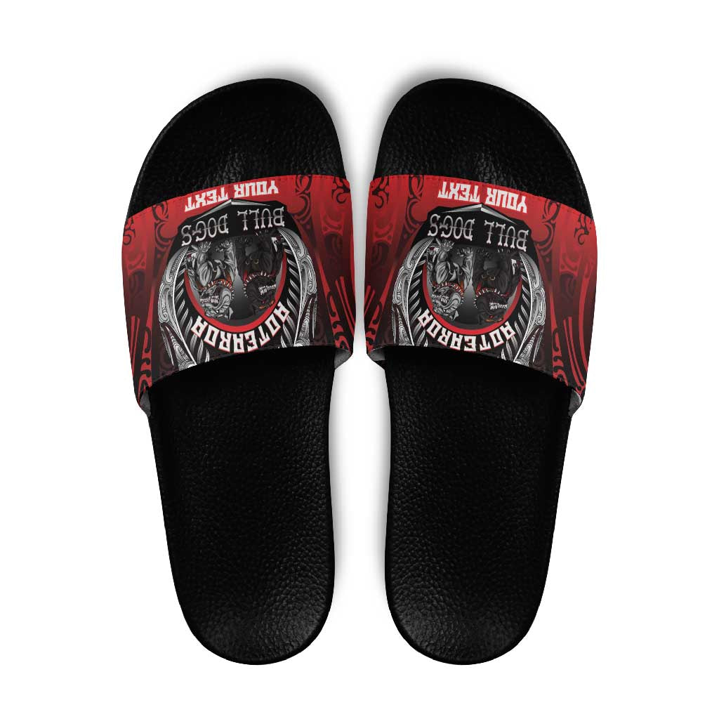 Aotearoa Bulldog Personalised Slide Sandals Maori Kowhaiwhai Motif - Aussie Hoodie