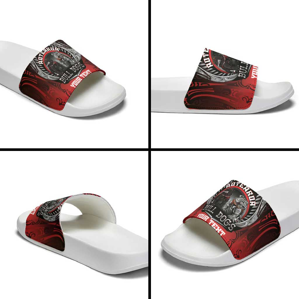 Aotearoa Bulldog Personalised Slide Sandals Maori Kowhaiwhai Motif - Aussie Hoodie