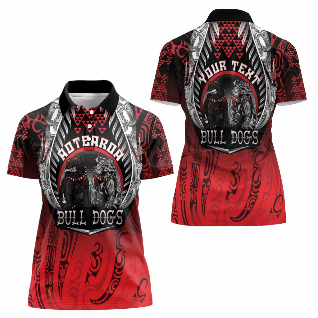 Aotearoa Bulldog Personalised Women Polo Shirt Maori Kowhaiwhai Motif