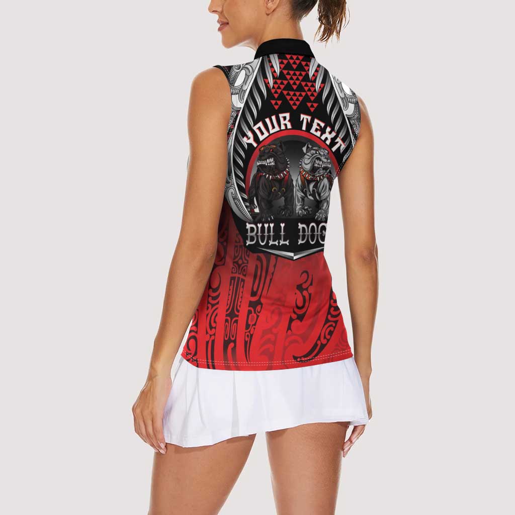 Aotearoa Bulldog Personalised Women Sleeveless Polo Shirt Maori Kowhaiwhai Motif