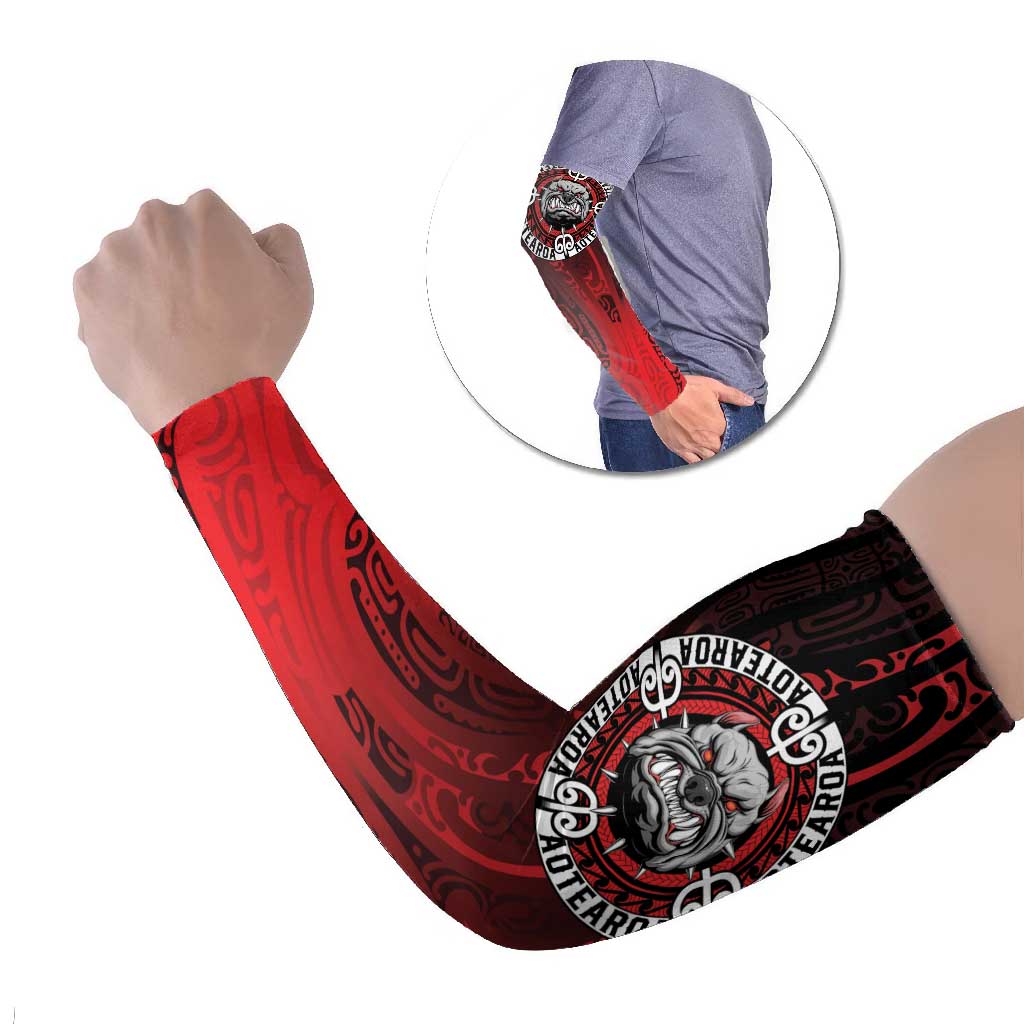 Aotearoa Bulldog Arm Sleeves New Zealand Kowhaiwhai Tribal - Aussie Hoodie