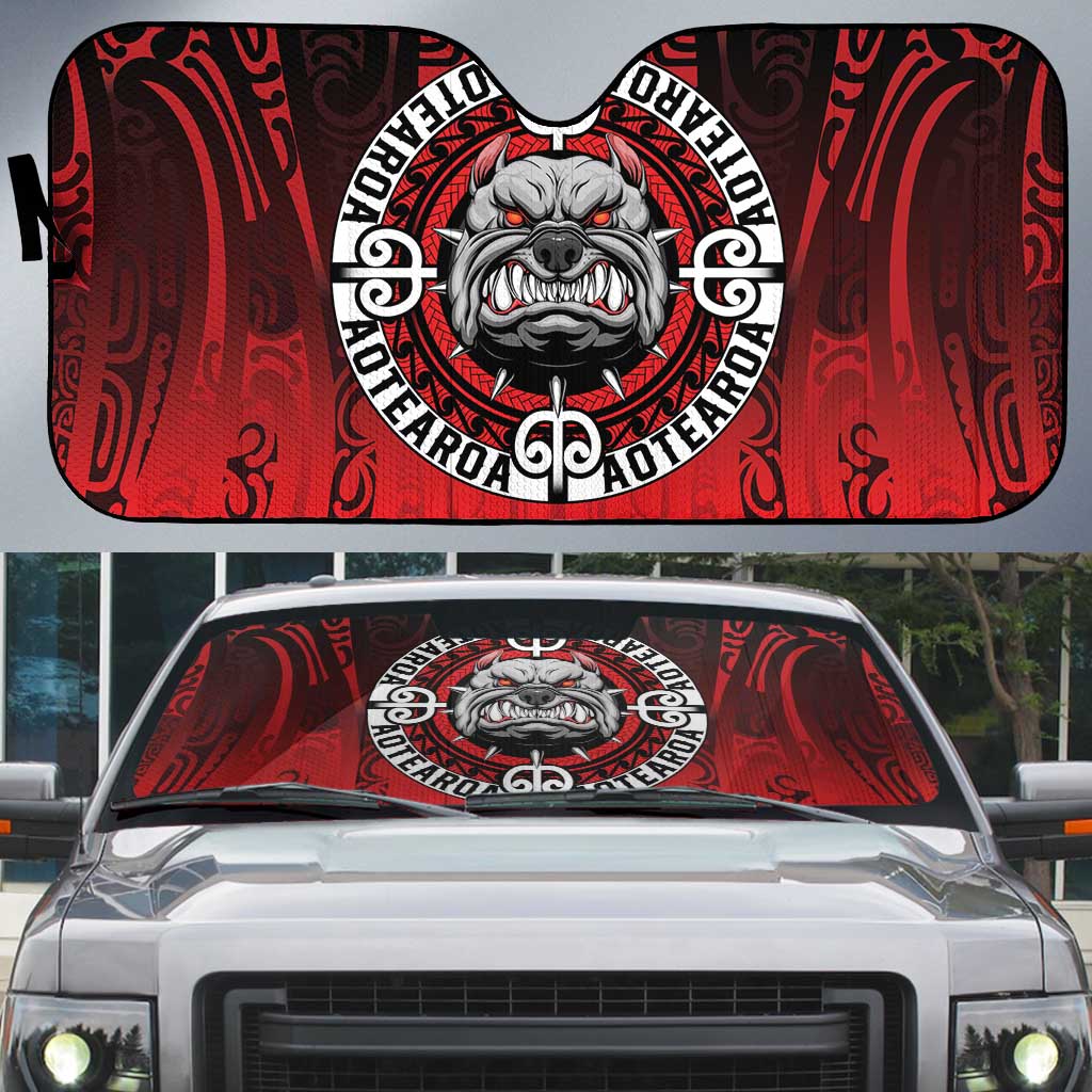 Aotearoa Bulldog Auto Sun Shade New Zealand Kowhaiwhai Tribal - Aussie Hoodie