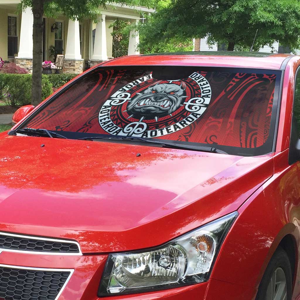 Aotearoa Bulldog Auto Sun Shade New Zealand Kowhaiwhai Tribal - Aussie Hoodie
