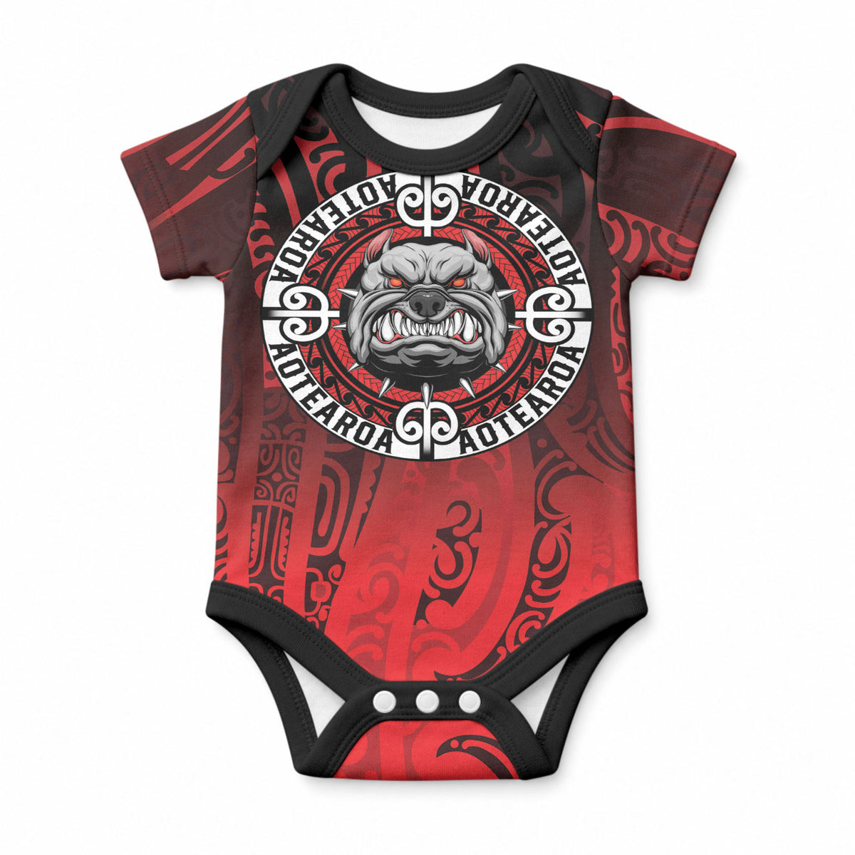 Aotearoa Bulldog Baby Onesie New Zealand Kowhaiwhai Tribal