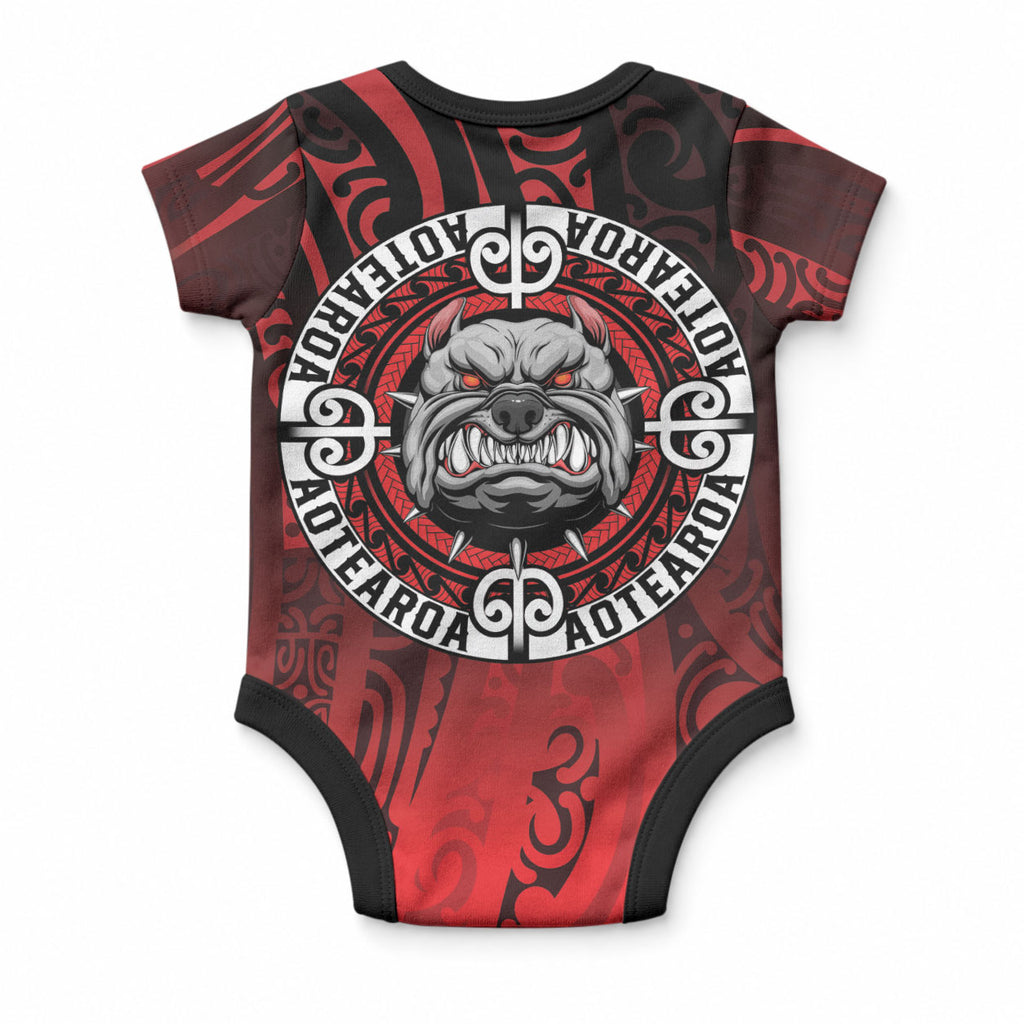 Aotearoa Bulldog Baby Onesie New Zealand Kowhaiwhai Tribal