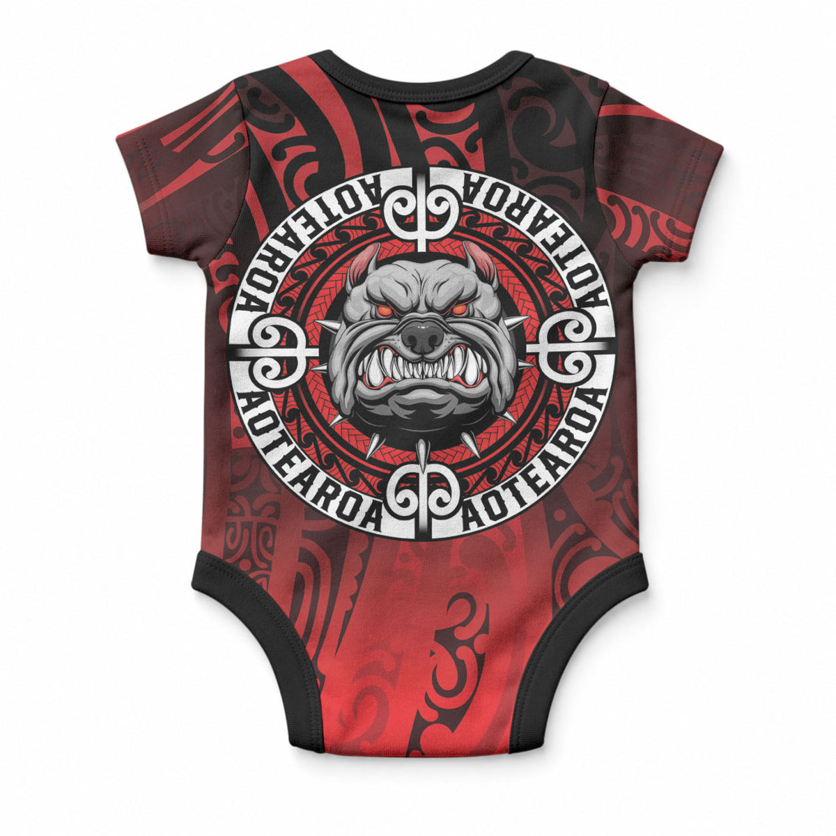 Aotearoa Bulldog Baby Onesie New Zealand Kowhaiwhai Tribal