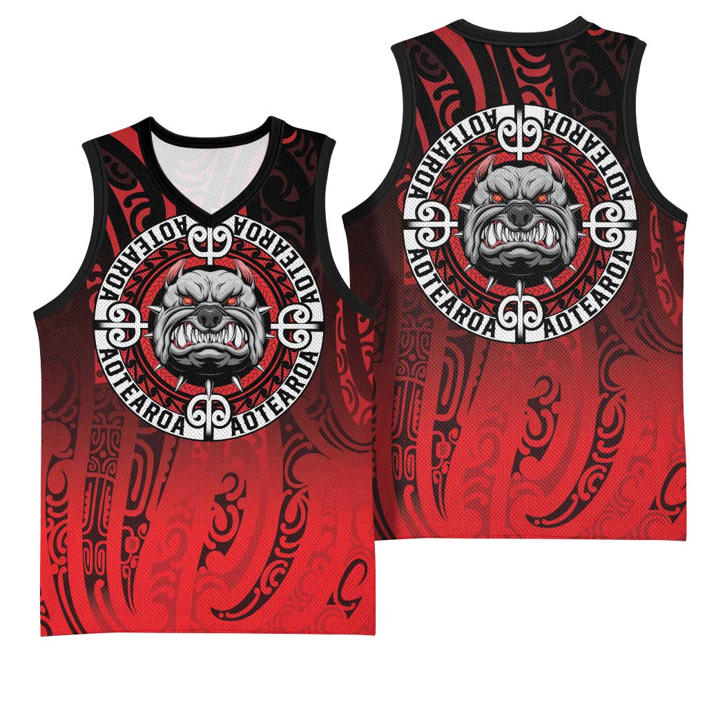 Aotearoa Bulldog Basketball Jersey New Zealand Kowhaiwhai Tribal - Aussie Hoodie