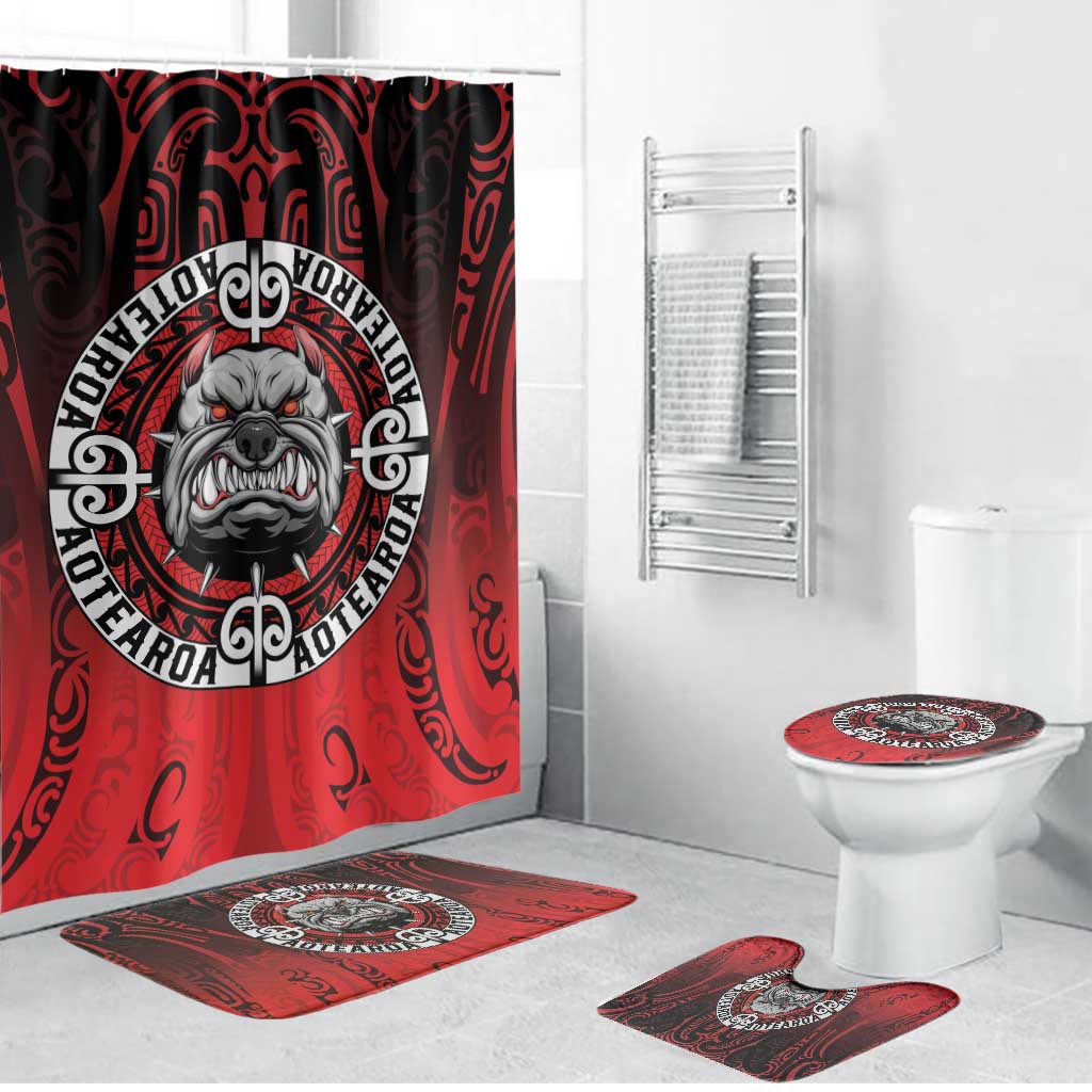Aotearoa Bulldog Bathroom Set New Zealand Kowhaiwhai Tribal - Aussie Hoodie