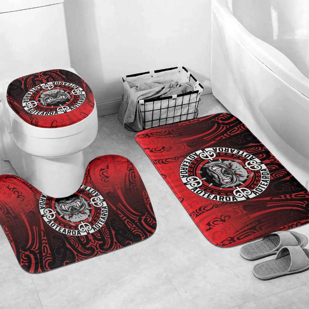Aotearoa Bulldog Bathroom Set New Zealand Kowhaiwhai Tribal - Aussie Hoodie