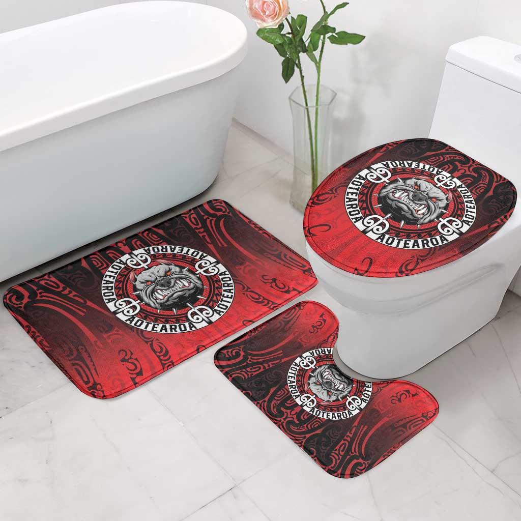Aotearoa Bulldog Bathroom Set New Zealand Kowhaiwhai Tribal - Aussie Hoodie