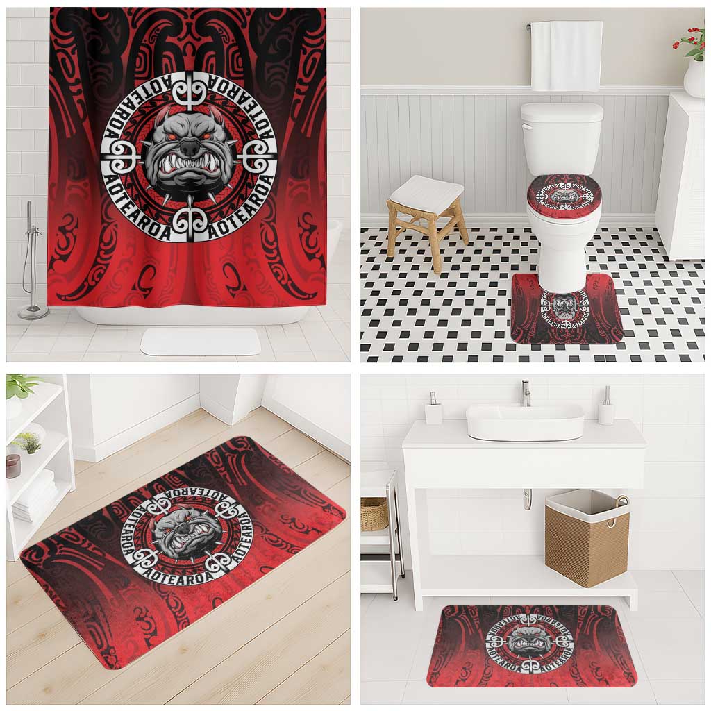 Aotearoa Bulldog Bathroom Set New Zealand Kowhaiwhai Tribal - Aussie Hoodie