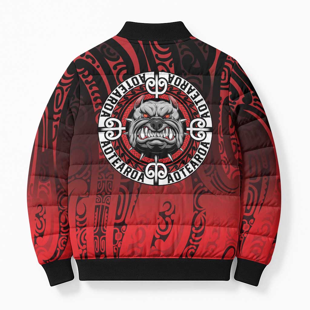 Aotearoa Bulldog Bomber Puffer Jacket New Zealand Kowhaiwhai Tribal - Aussie Hoodie
