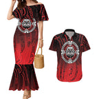Aotearoa Bulldog Couples Matching Mermaid Dress and Hawaiian Shirt New Zealand Kowhaiwhai Tribal