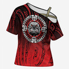 Aotearoa Bulldog Cross Shoulder Shirt New Zealand Kowhaiwhai Tribal - Aussie Hoodie