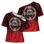 Aotearoa Bulldog Cross Shoulder Shirt New Zealand Kowhaiwhai Tribal - Aussie Hoodie