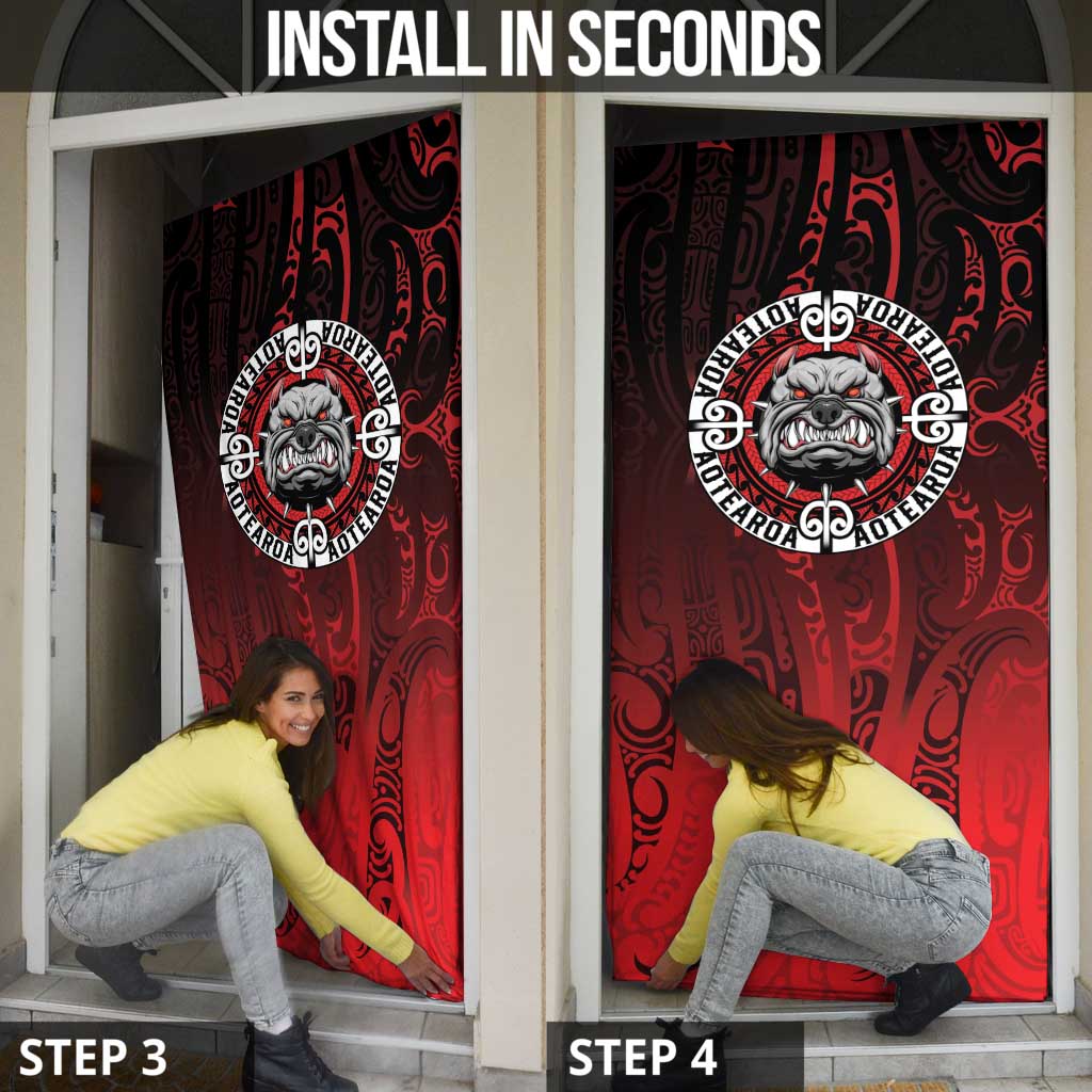 Aotearoa Bulldog Door Cover New Zealand Kowhaiwhai Tribal - Aussie Hoodie