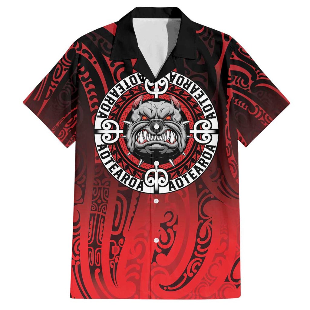Aotearoa Bulldog Family Matching Off The Shoulder Long Sleeve Dress and Hawaiian Shirt New Zealand Kowhaiwhai Tribal