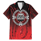 Aotearoa Bulldog Family Matching Off The Shoulder Long Sleeve Dress and Hawaiian Shirt New Zealand Kowhaiwhai Tribal