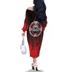 Aotearoa Bulldog Family Matching Off The Shoulder Long Sleeve Dress and Hawaiian Shirt New Zealand Kowhaiwhai Tribal