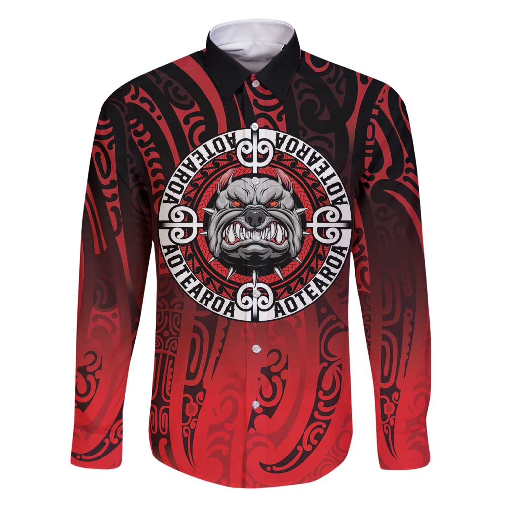 Aotearoa Bulldog Family Matching Off Shoulder Short Dress and Hawaiian Shirt New Zealand Kowhaiwhai Tribal