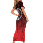 Aotearoa Bulldog Family Matching Short Sleeve Bodycon Dress and Hawaiian Shirt New Zealand Kowhaiwhai Tribal