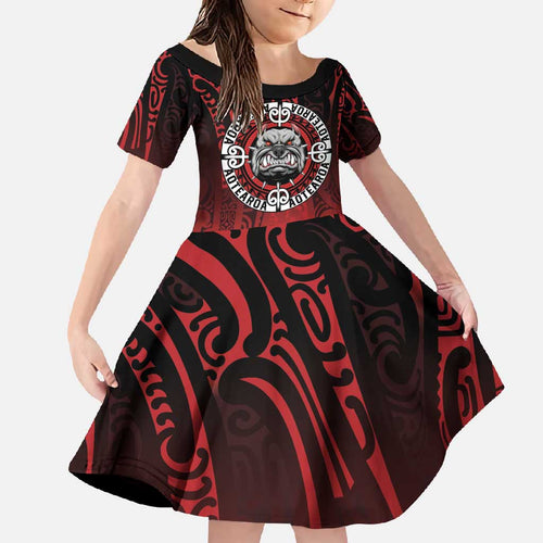 Aotearoa Bulldog Family Matching Summer Maxi Dress and Hawaiian Shirt New Zealand Kowhaiwhai Tribal