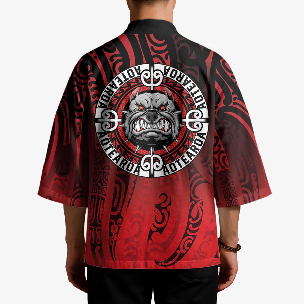 Aotearoa Bulldog Kimono New Zealand Kowhaiwhai Tribal - Aussie Hoodie