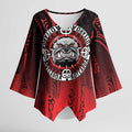 Aotearoa Bulldog Kimono Sleeve Blouse New Zealand Kowhaiwhai Tribal - Aussie Hoodie