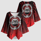 Aotearoa Bulldog Kimono Sleeve Blouse New Zealand Kowhaiwhai Tribal - Aussie Hoodie