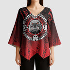 Aotearoa Bulldog Kimono Sleeve Blouse New Zealand Kowhaiwhai Tribal - Aussie Hoodie