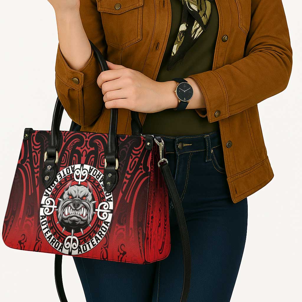 Aotearoa Bulldog Leather Bag New Zealand Kowhaiwhai Tribal - Aussie Hoodie