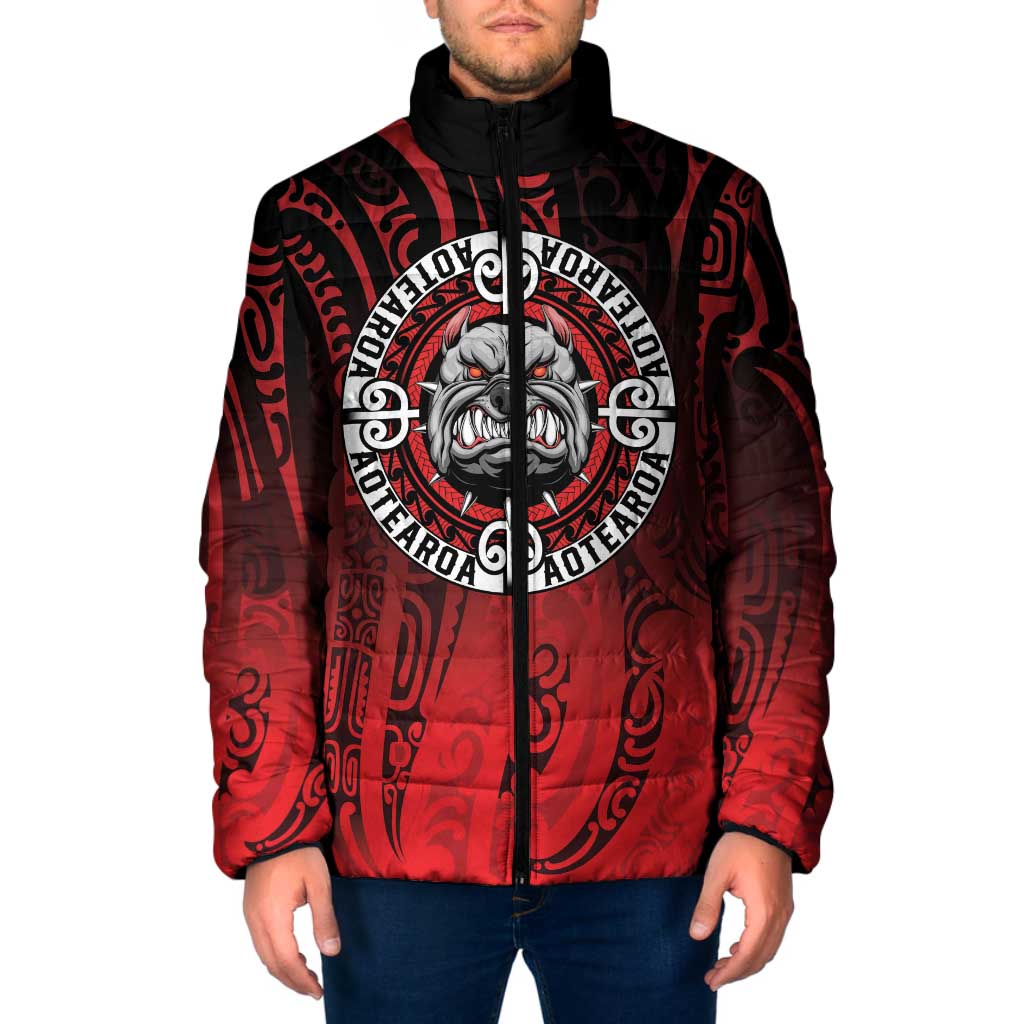 Aotearoa Bulldog Padded Jacket New Zealand Kowhaiwhai Tribal - Aussie Hoodie