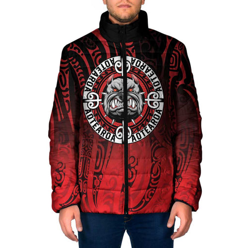 Aotearoa Bulldog Padded Jacket New Zealand Kowhaiwhai Tribal - Aussie Hoodie