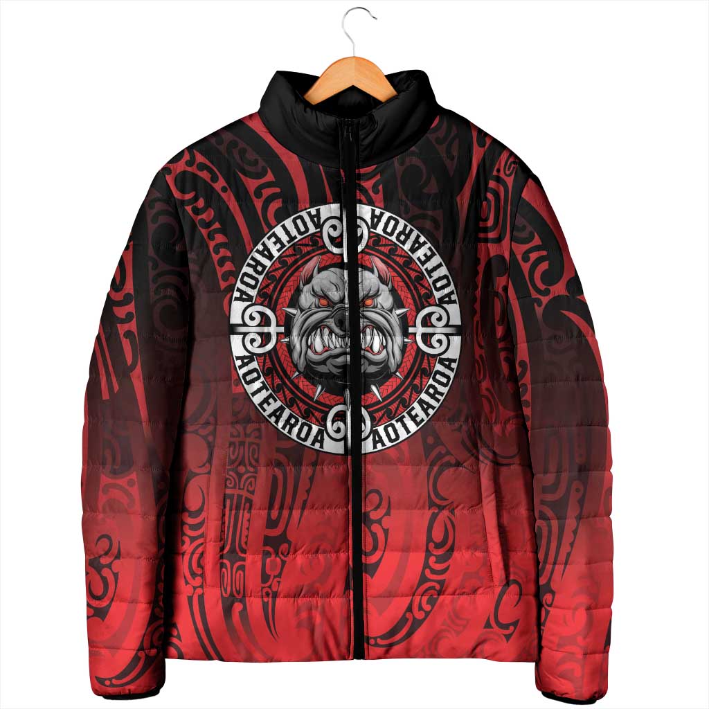 Aotearoa Bulldog Padded Jacket New Zealand Kowhaiwhai Tribal - Aussie Hoodie
